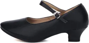 YKXLM Women's and Girls Latin Ballroom Dance Shoes Closed Toe Character Shoes Ankle Strap Salsa Tango Practice Ballroom Party Performance Shoe,Model DY-SD