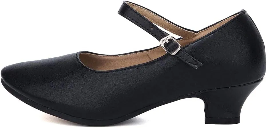 YKXLM Women's and Girls Latin Ballroom Dance Shoes Closed Toe Character Shoes Ankle Strap Salsa Tango Practice Ballroom Party Performance Shoe,Model DY-SD