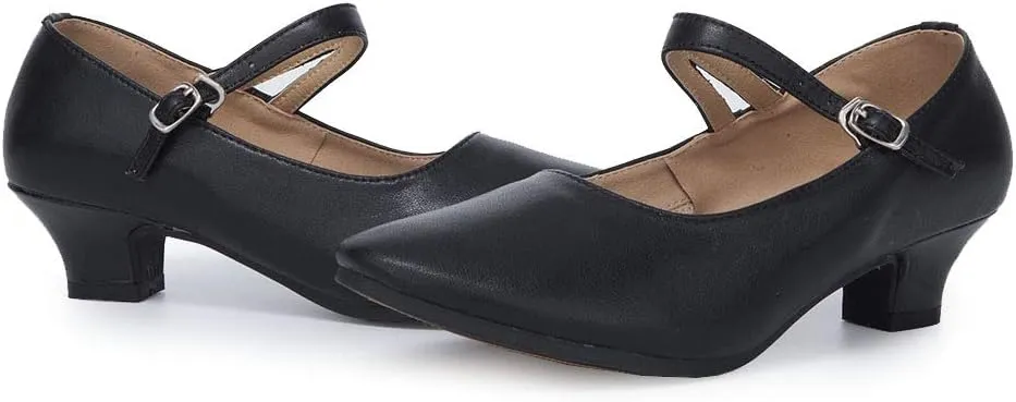 YKXLM Women's and Girls Latin Ballroom Dance Shoes Closed Toe Character Shoes Ankle Strap Salsa Tango Practice Ballroom Party Performance Shoe,Model DY-SD