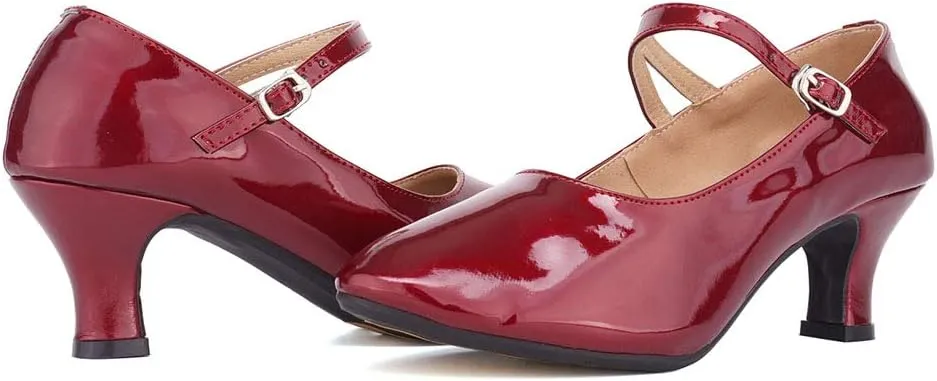 YKXLM Women's and Girls Latin Ballroom Dance Shoes Closed Toe Character Shoes Ankle Strap Salsa Tango Practice Ballroom Party Performance Shoe,Model DY-SD