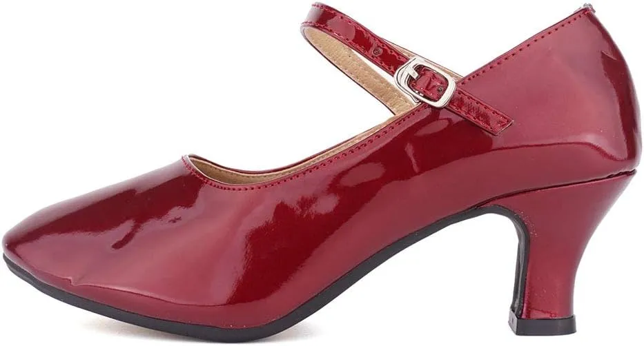 YKXLM Women's and Girls Latin Ballroom Dance Shoes Closed Toe Character Shoes Ankle Strap Salsa Tango Practice Ballroom Party Performance Shoe,Model DY-SD