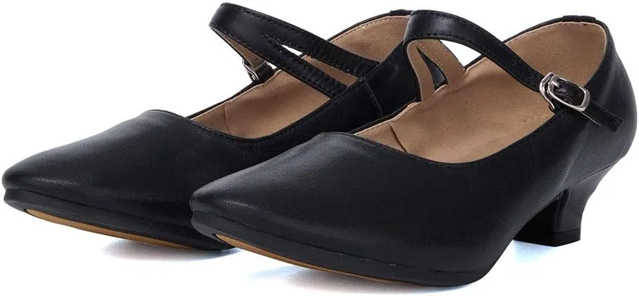 YKXLM Women's and Girls Latin Ballroom Dance Shoes Closed Toe Character Shoes Ankle Strap Salsa Tango Practice Ballroom Party Performance Shoe,Model DY-SD