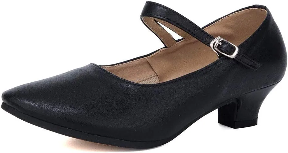 YKXLM Women's and Girls Latin Ballroom Dance Shoes Closed Toe Character Shoes Ankle Strap Salsa Tango Practice Ballroom Party Performance Shoe,Model DY-SD