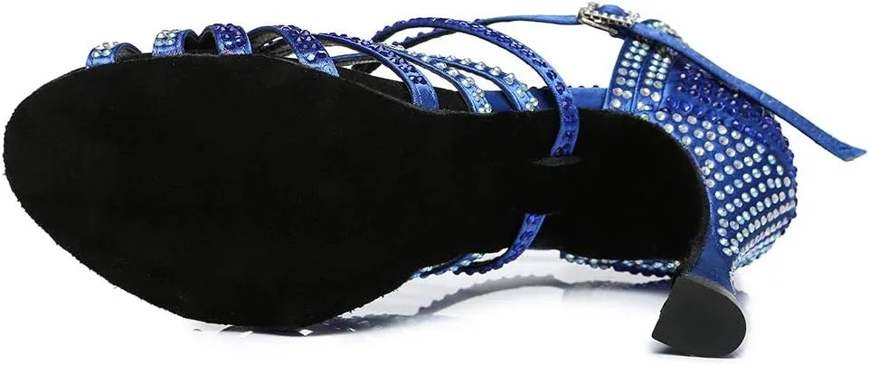 YKXLM Women's Latin Dance Shoes with Rhinestone Peep Toe Ballroom Dance Heels Professional Salsa Tango Practice Performance Dance Shoes,Model YCL450
