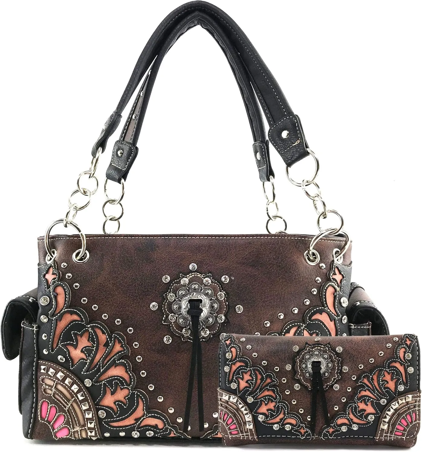 Zelris Autumn West Fringe Concho Women Conceal Carry Handbag Wallet Set