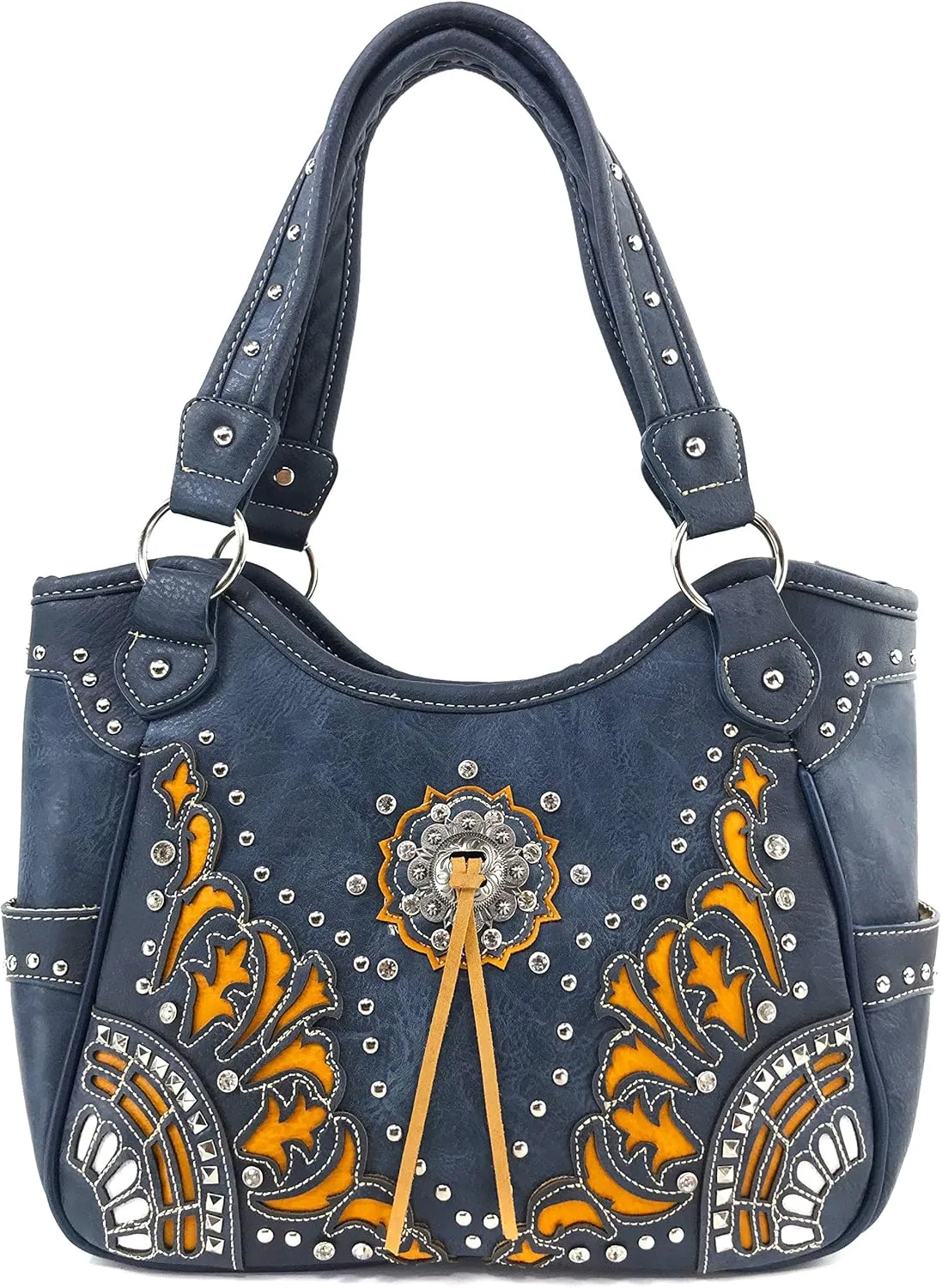 Zelris Autumn West Fringe Concho Women Conceal Carry Tote Handbag with Wallet