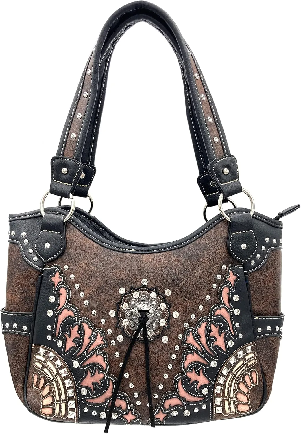 Zelris Autumn West Fringe Concho Women Conceal Carry Tote Handbag with Wallet