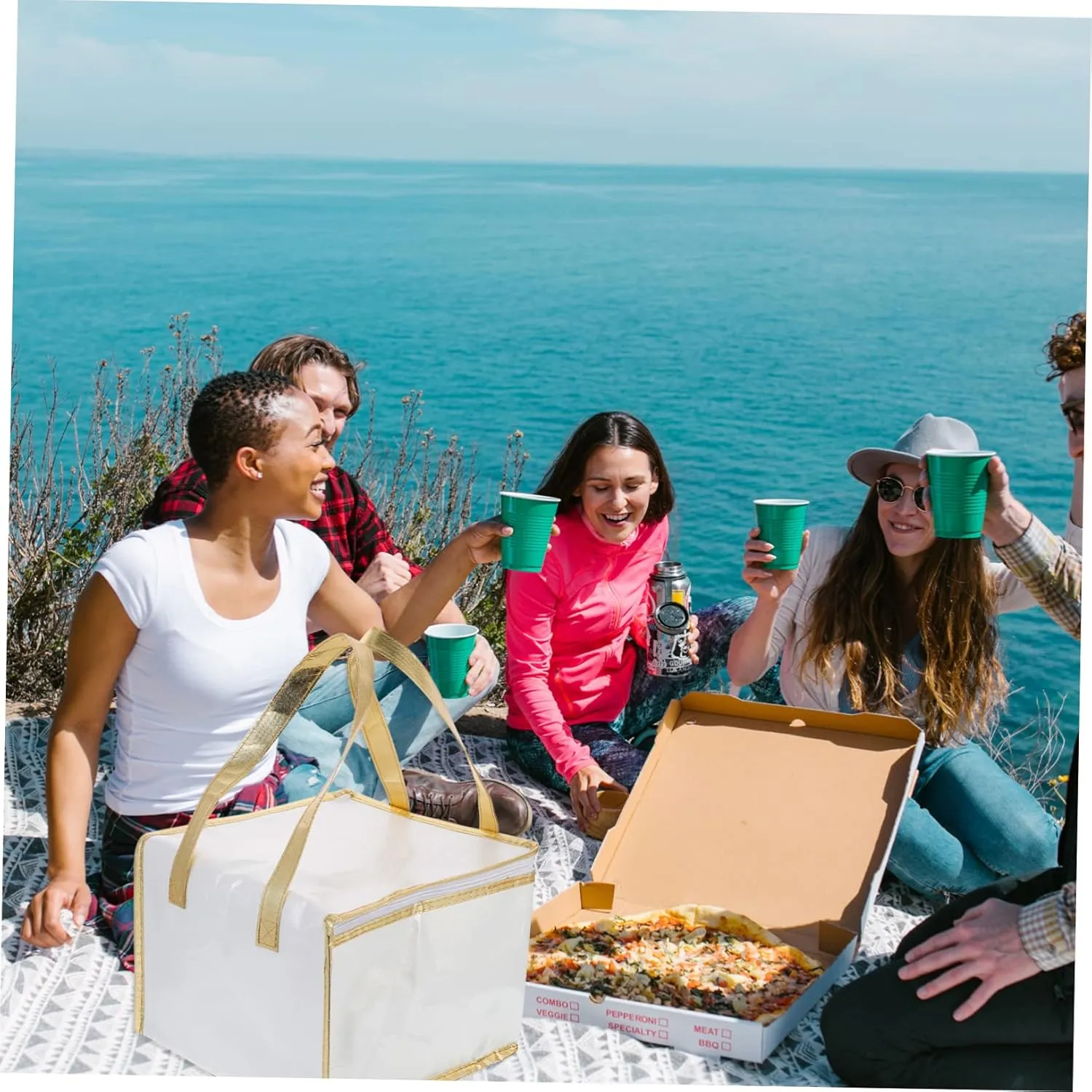 Zerodeko 1pc Insulated Food Storage Portable Cake Packing Thermal Preservation for Pizza Seafood Cloth with Lining Safe Zipper Design