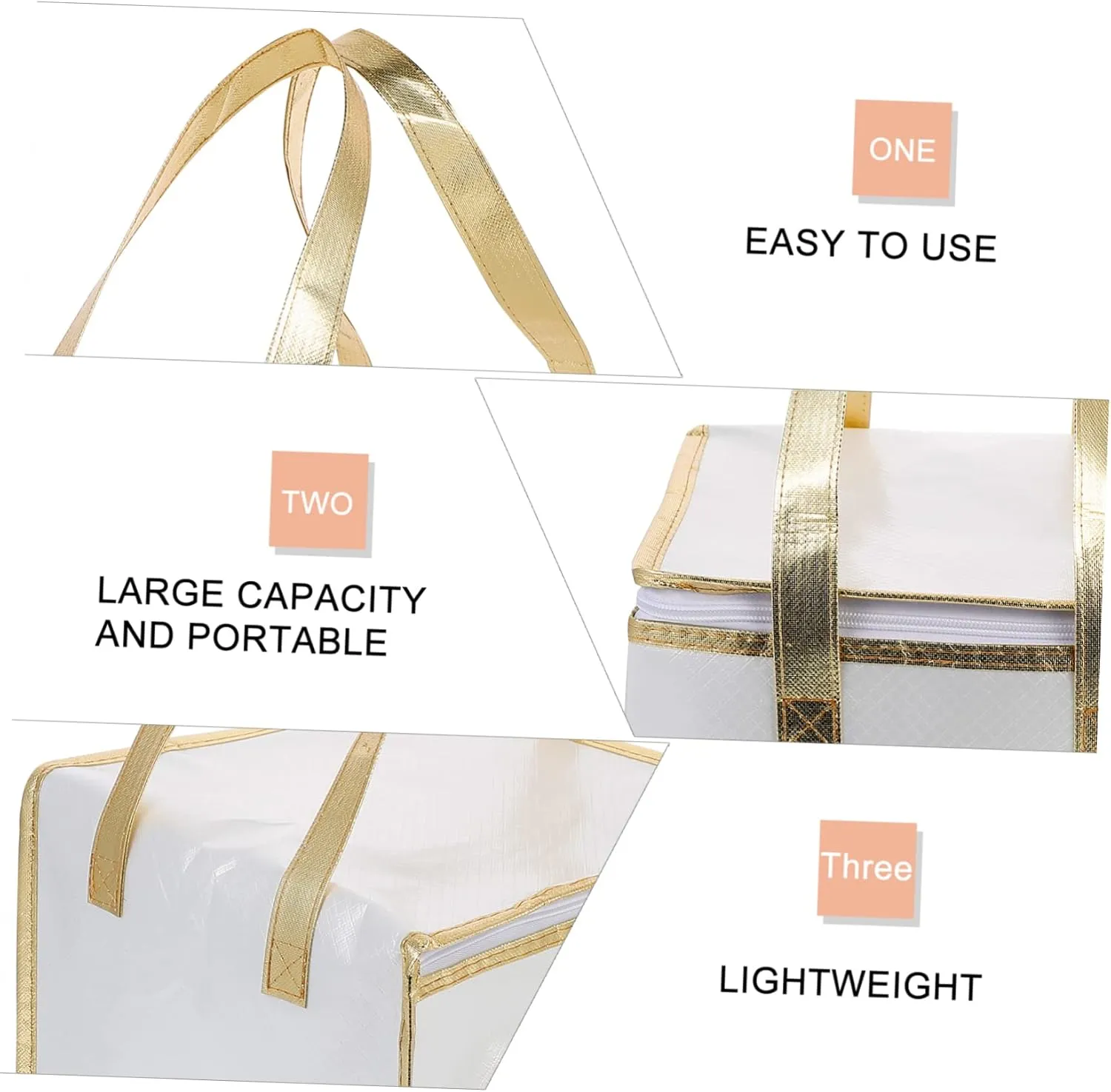 Zerodeko 1pc Insulated Food Storage Portable Cake Packing Thermal Preservation for Pizza Seafood Cloth with Lining Safe Zipper Design