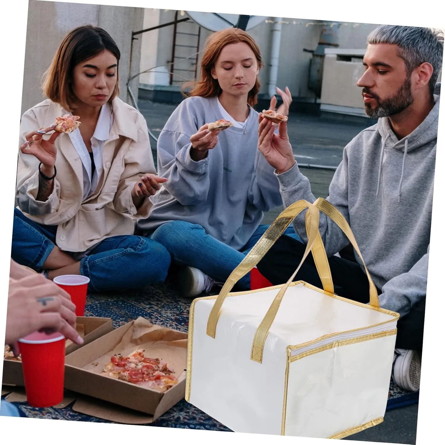 Zerodeko 1pc Insulated Food Storage Portable Cake Packing Thermal Preservation for Pizza Seafood Cloth with Lining Safe Zipper Design
